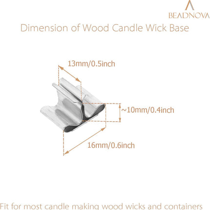 Wood Candle Wick Clips 50pcs Wood Wick Base Sustainer Tabs for Candle Making and DIY (16mm/ 0.6 inch).