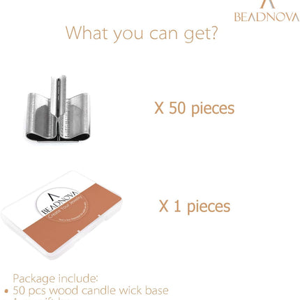 Wood Candle Wick Clips 50pcs Wood Wick Base Sustainer Tabs for Candle Making and DIY (16mm/ 0.6 inch).