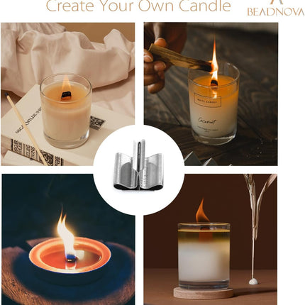 Wood Candle Wick Clips 50pcs Wood Wick Base Sustainer Tabs for Candle Making and DIY (16mm/ 0.6 inch).
