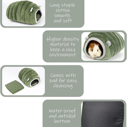 Guinea Pig Hideout Bed Rabbit House Cave Accessories Cozy Hide-Out for Bunny Hedgehog Ferret Chinchilla&Other Small Animals (Grey, Caterpillar).