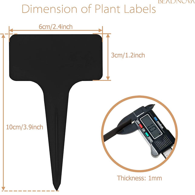 Plant Labels 70pcs Plant Tags T Type Markers Plastic Garden Signs Identification Stakes Garden Markers for Outdoor (Black).