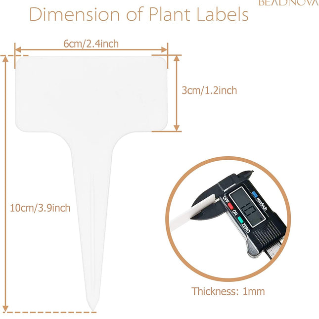 Plant Labels 70pcs Plant Tags T Type Markers Plastic Garden Signs Identification Stakes Garden Markers for Outdoor (White).