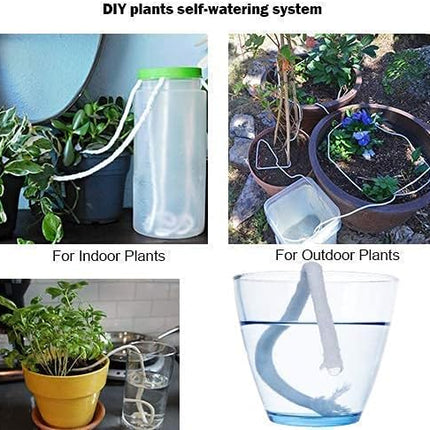 Self Watering Capillary Wick Cord (30 feet 1/6 inch+50 feet 1/4 inch) Vacation Plant Sitter DIY Self-Watering Planter Pot Automatic Wicking Hydroponic System Potted Auto Seedling Waterer Rope.