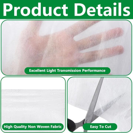 15 x 10 Ft Plant Sun Protection Cloth, Garden Plant Shade Cloth, Non-Woven White Light Refraction Sunshade Cloth for Protecting Plants Vegetable Rows from Direct Sunlight.