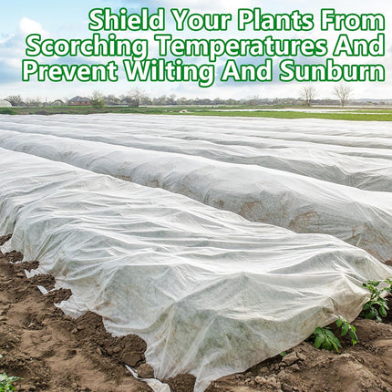 15 x 10 Ft Plant Sun Protection Cloth, Garden Plant Shade Cloth, Non-Woven White Light Refraction Sunshade Cloth for Protecting Plants Vegetable Rows from Direct Sunlight.