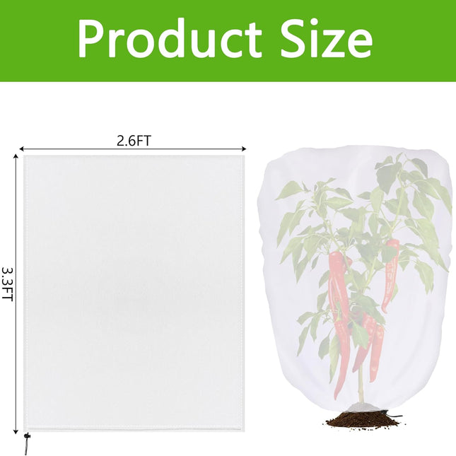 3.3 x 2.6Ft Garden Plant Shade Cover with Drawstring, Non-Woven Garden Shade Sun Protection Plants Cover, White Light Refraction Fruit Tree Sunshade Cloth for Protect Plant from Direct Sunlight.