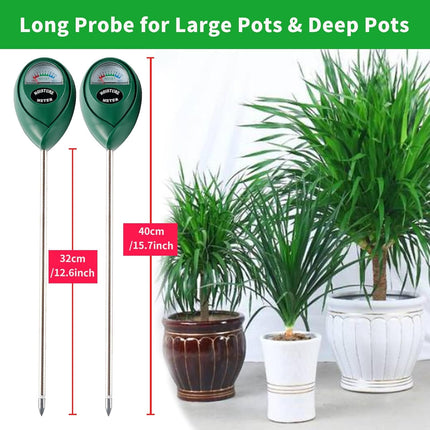 Extended Long Probe Soil Moisture Meter, 2 Pack Plant Water Meter Soil Meter Moisture Sensor Hygrometer for Indoor Outdoor Plant Care,No Battery Needed(Green).