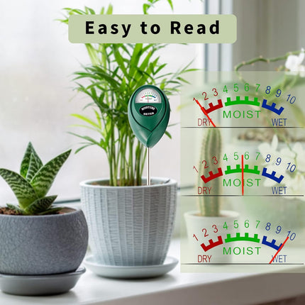 Extended Long Probe Soil Moisture Meter, 2 Pack Plant Water Meter Soil Meter Moisture Sensor Hygrometer for Indoor Outdoor Plant Care,No Battery Needed(Green).
