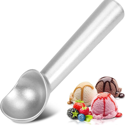 Ice Cream Scoop,7 inches Nonstick Anti-Freeze One Piece Aluminum Scooper Spoon, Heavy Duty Durable Design, Easy Clean, for Gelato, Cookie Dough, Sorbet, Almond (Silver).