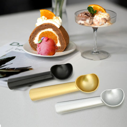Ice Cream Scoop,7 inches Nonstick Anti-Freeze One Piece Aluminum Scooper Spoon, Heavy Duty Durable Design, Easy Clean, for Gelato, Cookie Dough, Sorbet, Almond (Silver).