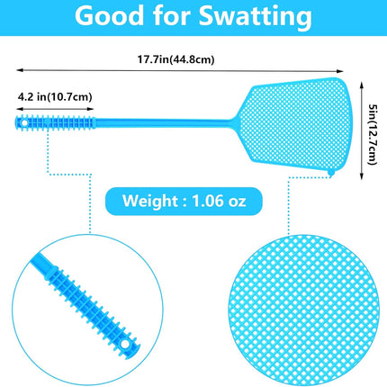 Fly Swatter,5 Pack Plastic Heavy Duty Manual Fly Killer, Long Handle Flyswatter, Large Bug Swatters That Work for Indoor and Outdoor.