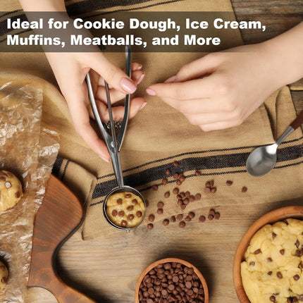 Cookie Scoop,Set of 3 Cookie Dough Scoops for Baking 1 Tbsp,2 Tbsp,3 Tbsp,Stainless Steel Ice Cream Scooper with Trigger Release for Cupcake,Ice Cream,Muffin,Meatball,Melonball.