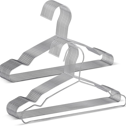 20 Pack Silver Stainless Steel Kids Hangers, Space-Saving Non-Slip, Perfect for Baby, Toddler & Kids' Clothes.