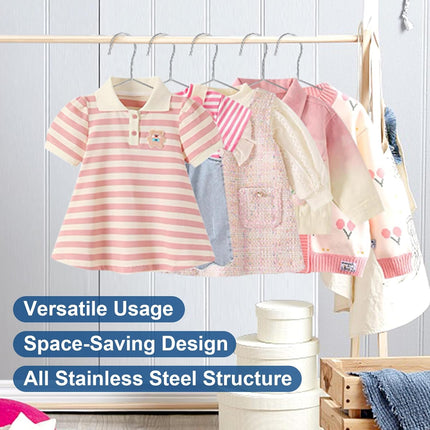 20 Pack Silver Stainless Steel Kids Hangers, Space-Saving Non-Slip, Perfect for Baby, Toddler & Kids' Clothes.