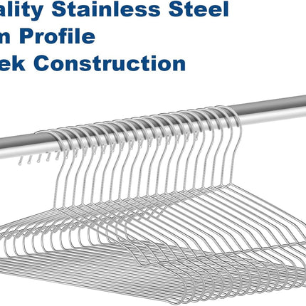 20 Pack Silver Stainless Steel Kids Hangers, Space-Saving Non-Slip, Perfect for Baby, Toddler & Kids' Clothes.