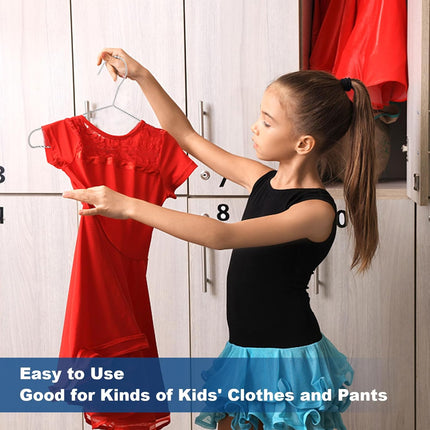 20 Pack Silver Stainless Steel Kids Hangers, Space-Saving Non-Slip, Perfect for Baby, Toddler & Kids' Clothes.