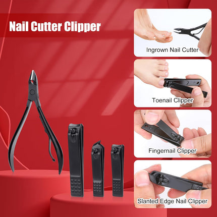 Manicure Set-Stainless Steel Nail Care Set-Professional Ingrown Toenail Clipper Grooming Tool-Pedicure Kit & Toe Nail Cutter-Thick Nail Scissors Toiletries with Cuticle Trimmer.