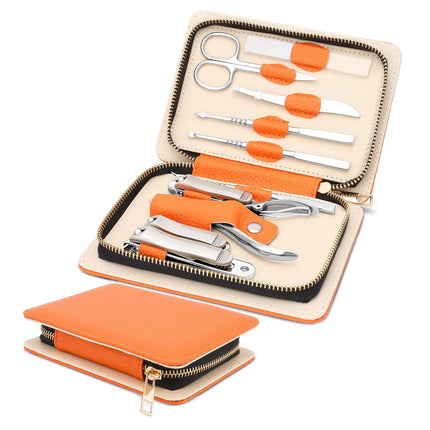 Professional Manicure Set for Adult,10-in-1 High-Grade Nail Cutter Ingrown Toenail Clippers Pedicure with Leather Travel Case.Heavy-Duty Stainless Steel Men Women Nail Care Grooming Kit..