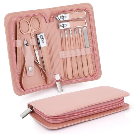 Manicure Set-Stainless Steel Nail Care Set-12 in 1 Professional Ingrown Toenail Clipper Grooming Tool-Pedicure Kit & Toe Nail Cutter-Men Gifts for Grandpa Dad Husband on Fathers Day (Rose Gold).
