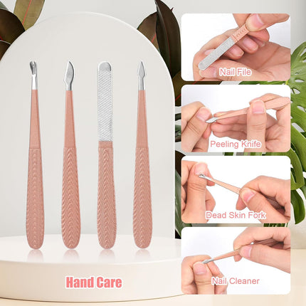 Manicure Set-Stainless Steel Nail Care Set-12 in 1 Professional Ingrown Toenail Clipper Grooming Tool-Pedicure Kit & Toe Nail Cutter-Men Gifts for Grandpa Dad Husband on Fathers Day (Rose Gold).