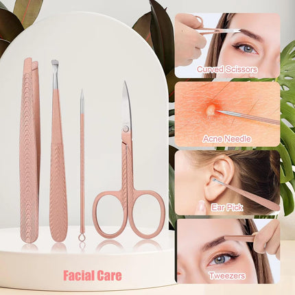 Manicure Set-Stainless Steel Nail Care Set-12 in 1 Professional Ingrown Toenail Clipper Grooming Tool-Pedicure Kit & Toe Nail Cutter-Men Gifts for Grandpa Dad Husband on Fathers Day (Rose Gold).