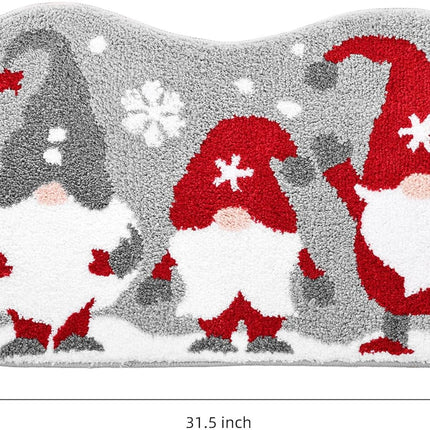 Bathroom Rugs Grey Christmas Rug with Tomte Cute Bath Mat Xmas Washable Kitchen Rugs for Living Room and Bedroom Non Slip.