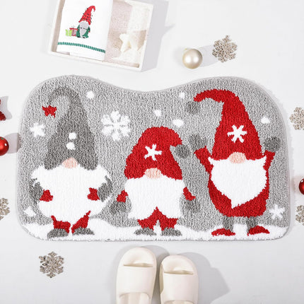 Bathroom Rugs Grey Christmas Rug with Tomte Cute Bath Mat Xmas Washable Kitchen Rugs for Living Room and Bedroom Non Slip.