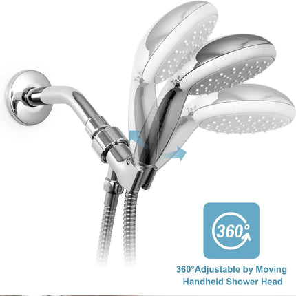 Shower Head Holder for Handheld Shower Head, Adjustable Shower Arm Mount for Connecting Shower Arm and Shower Hose, 1/2 Inch IPS Female Inlet and Male Outlet, Chrome Finish.