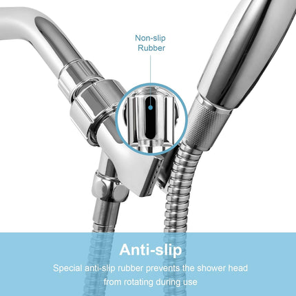 Shower Head Holder for Handheld Shower Head, Adjustable Shower Arm Mount for Connecting Shower Arm and Shower Hose, 1/2 Inch IPS Female Inlet and Male Outlet, Chrome Finish.