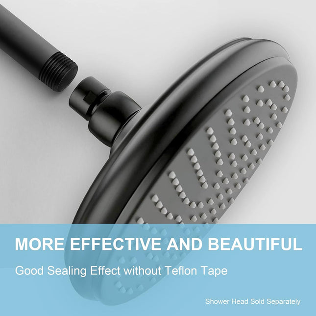 Shower Arm with Flange, 6 in Ceiling Mount Replacement Rain Shower Head Straight Arm Ceiling-Mounted For Fixed Shower Head & High Pressure Rain, Matte Black.