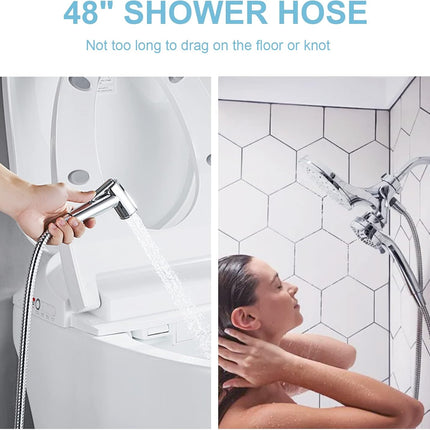 Shower Hose, 48 Inch Bidet Hose High Pressure Explosion Proof Toilet Hose for Bidet Sprayer Stainless Steel Electroplating Handheld Shower Hose Flex Hoses with Woven Inner Tube, Chrome.