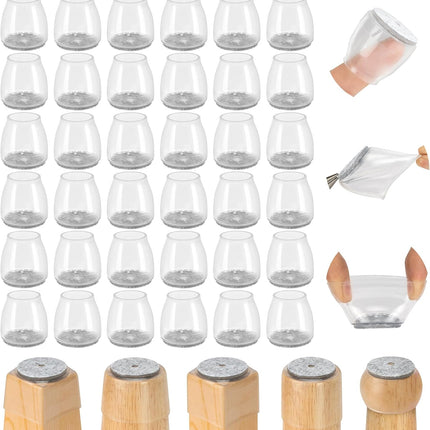 36Pcs Round Chair Leg Floor Protectors, Silicone Chair Feet Caps to Protect Tile Floors, Felt Pads Furniture Leg Caps Covers from Scratches and Noise(Clear, Small Fit: 0.9"-1.29").