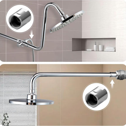 Shower Pipe Fitting, Brass Converter Adapter, G1/2 x G1/2 in Female Thread Shower Coupling for Shower Arm Home Bathroom Plumbing, Chrome.