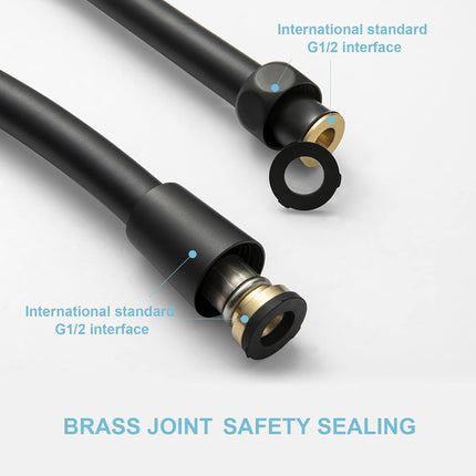 Ultra-Flex Shower Hose, Premium RV PVC Handheld Shower Head Hose Flex Hoses Extension with Brass Insert and Nut for Bathing Pet Bathing, 60 in Matte Black.