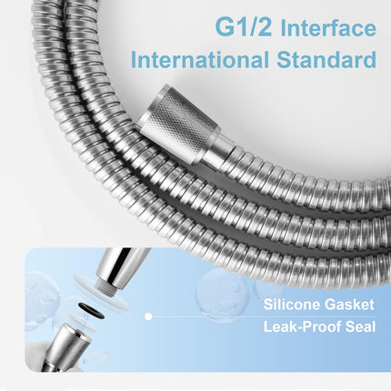 Shower Hose, 120 in Kink Free Stainless Steel Extra Long Shower Hose Replacement, Flexible Handheld Shower Head Hose Extension for Pet Bathing Cleaning, Nickel Gray.