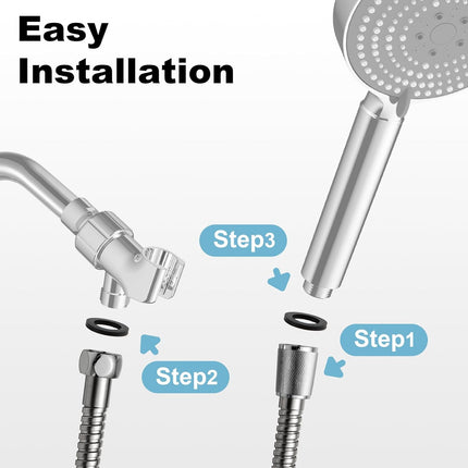 Shower Hose, 120 in Kink Free Stainless Steel Extra Long Shower Hose Replacement, Flexible Handheld Shower Head Hose Extension for Pet Bathing Cleaning, Nickel Gray.