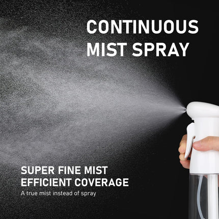 Spray Bottle For Hair, Continuous Mister Empty Spray Bottles, Ultra Fine Mist Water Sprayer for Hairstyling, Cleaning, Plants, Pets, Barbers, Salons, Essential Oil Scents - 2 Pack 6.8 OZ.