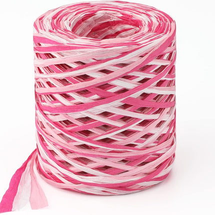 Valentine's Day Raffia Ribbon, 524 Feet Pink Paper Gift Ribbon for Gift Wrapping, Decorating, Crafts, DIY Projects, Festivals, Parties.