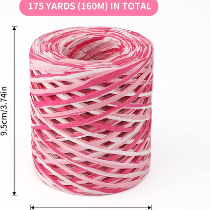 Valentine's Day Raffia Ribbon, 524 Feet Pink Paper Gift Ribbon for Gift Wrapping, Decorating, Crafts, DIY Projects, Festivals, Parties.