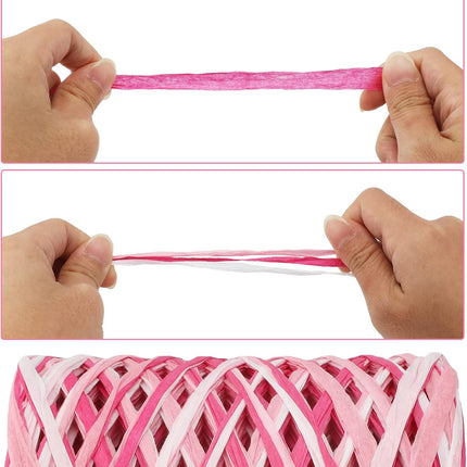 Valentine's Day Raffia Ribbon, 524 Feet Pink Paper Gift Ribbon for Gift Wrapping, Decorating, Crafts, DIY Projects, Festivals, Parties.