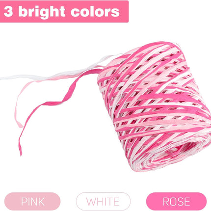Valentine's Day Raffia Ribbon, 524 Feet Pink Paper Gift Ribbon for Gift Wrapping, Decorating, Crafts, DIY Projects, Festivals, Parties.