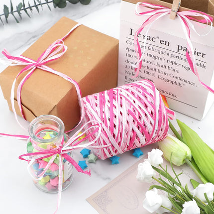 Valentine's Day Raffia Ribbon, 524 Feet Pink Paper Gift Ribbon for Gift Wrapping, Decorating, Crafts, DIY Projects, Festivals, Parties.
