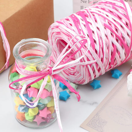 Valentine's Day Raffia Ribbon, 524 Feet Pink Paper Gift Ribbon for Gift Wrapping, Decorating, Crafts, DIY Projects, Festivals, Parties.