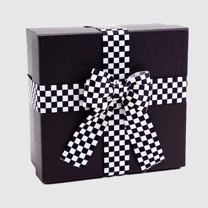 Black and White Checkered Ribbon - Racing Car Theme Black Grosgrain Buffalo Plaid Ribbon for Gift Wrapping, 1.5 in x 10 Yds White Gingham Ribbons for Crafts, Wreath, and Racing Cakes Decor.