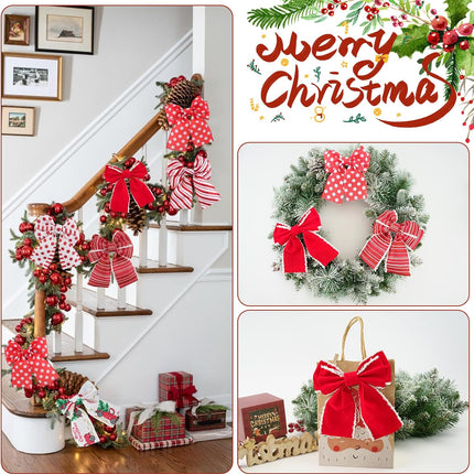 Christmas Ribbon Wired 2.5" x 30 Yards Red and White Ribbon for Christmas Tree Ribbon 6 Rolls Red White Wired Candy Cane Ribbons for Crafts Gift Wrapping Wreath Holiday Decor.