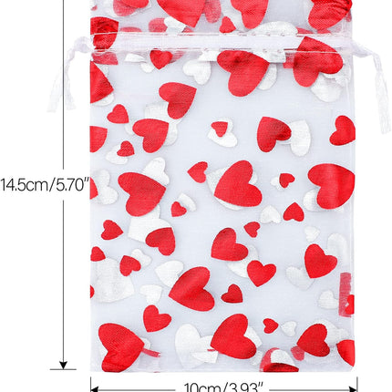 100 Pcs Red Organza Favor Gift Bags,4x6inch Valentine's Day Drawstring Gift Bags,Jewelry Gift Pouches Mesh Party Favor Bags.
