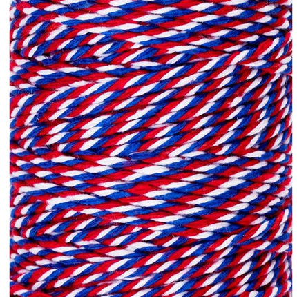 Cotton Twine Red White and Blue Twine String 2mm Thick 328 Feet Bakers Cotton String for Patriotic Day Gift Wrapping DIY Crafts and Floral Bouquet.