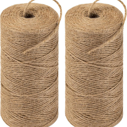 Twine String 1312 Feet Long Jute Twine Hemp Rope for Gardening Crafts Giftwares Wrapping Packing Wedding Decor, Brown 2 Rolls.
