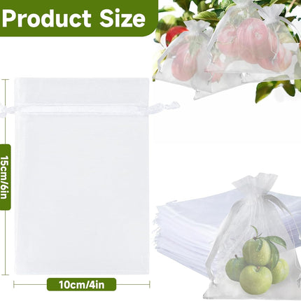 Fruit Protection Bags - 100PCS Nets, 4x6 Inch, White, Mesh Bags for Fruit & Vegetables.