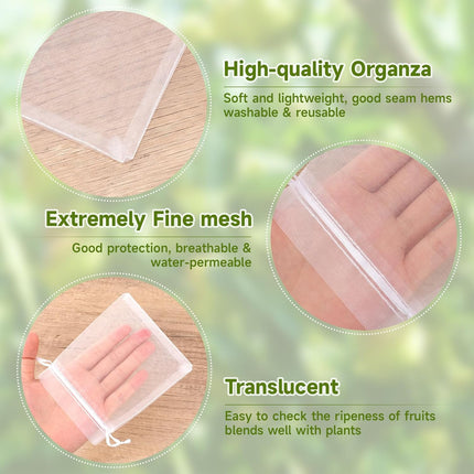 Fruit Protection Bags - 100PCS Nets, 4x6 Inch, White, Mesh Bags for Fruit & Vegetables.